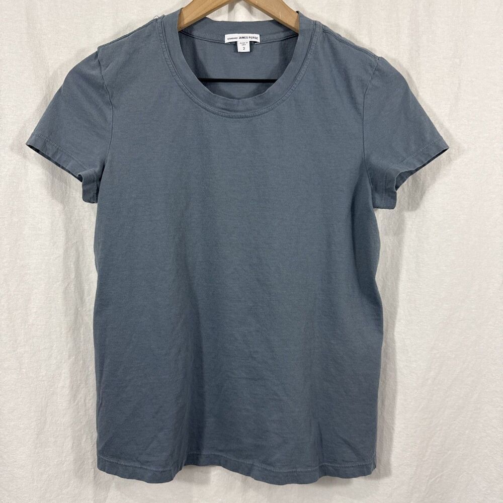 Standard James Perse Vintage Little Boy Tee Blue Noir Pigment Womens Sz M Casual